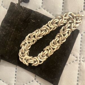 Elegant Silver 8 inches Chain Bracelet hand made in Roma, Italy. Beautiful!